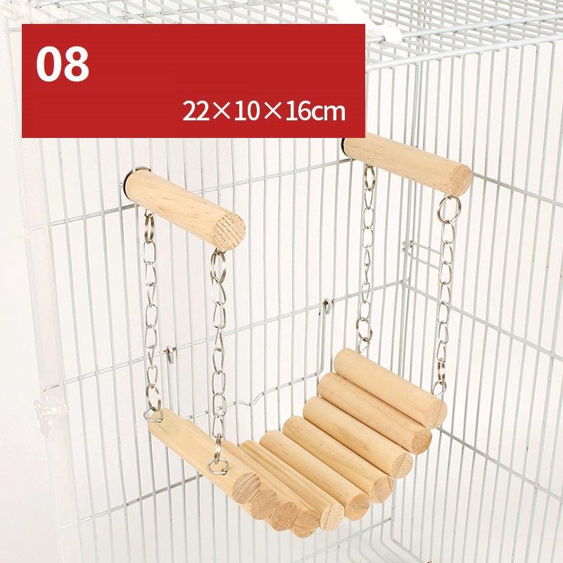 Natural Wood Hamster Playground Swing Fence Toy