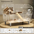 Acrylic Hamster Cage, 360째 View Hamster Villa, Large Luxury Anti-Chew Cage, Quiet Rolling Wheel, Easy to Clean