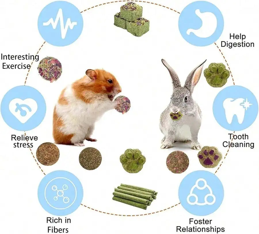 Natural Timothy Hay Chew Toys And Treats For Rabbit Guinea Pig Hamster Chinchilla Gerbil