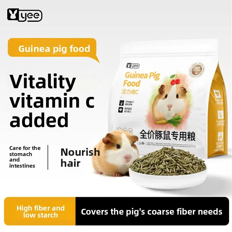 Yee Guinea Pig Food High Fiber &VC-Complete Diet for Skin&Coat,Adult&Young Piggies,Cavies,Timothy Hay Based Pet Guinea Pig Feed