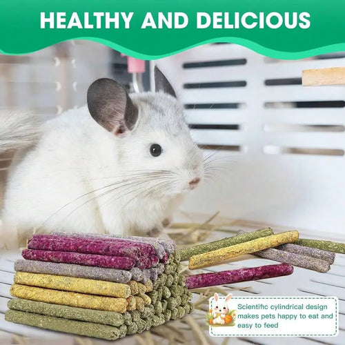 33 Pcs Natural Chew Sticks For Rabbits Guinea Pigs Hamsters Hedgehogs Timothy Hay Calendula Rose Forget-Me-Not