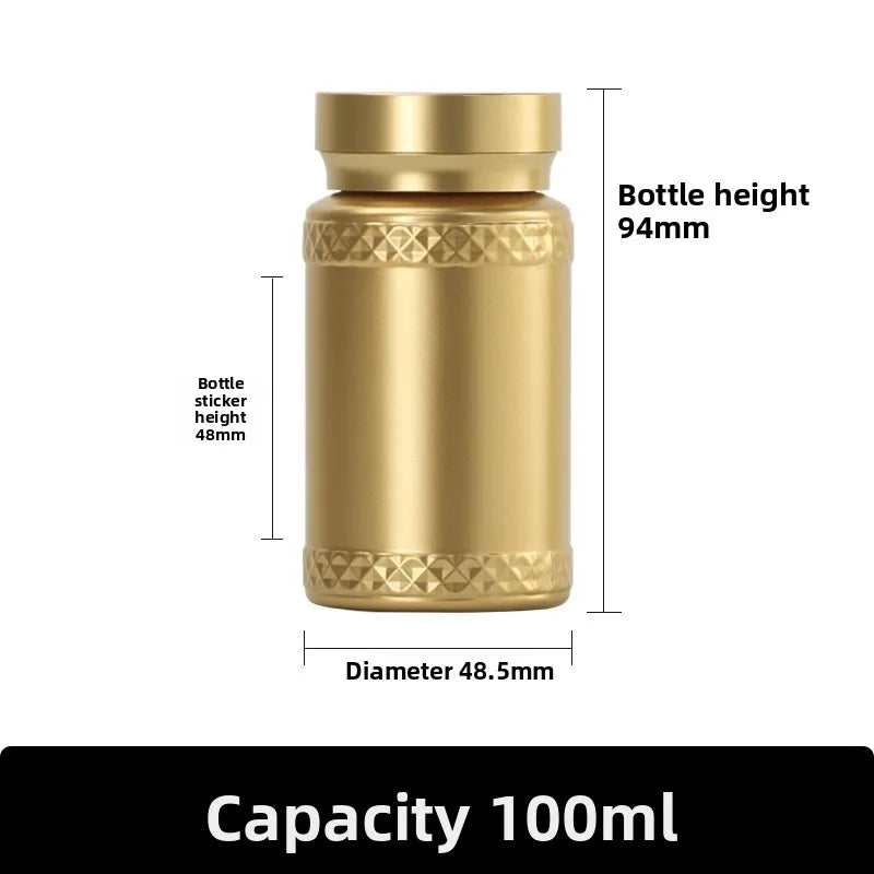 Gold Silver PET Pill Bottle 100ml Diamond Pattern Medicine Jar for 60 Capsules Luxury Vitamin Supplement Container Travel Size