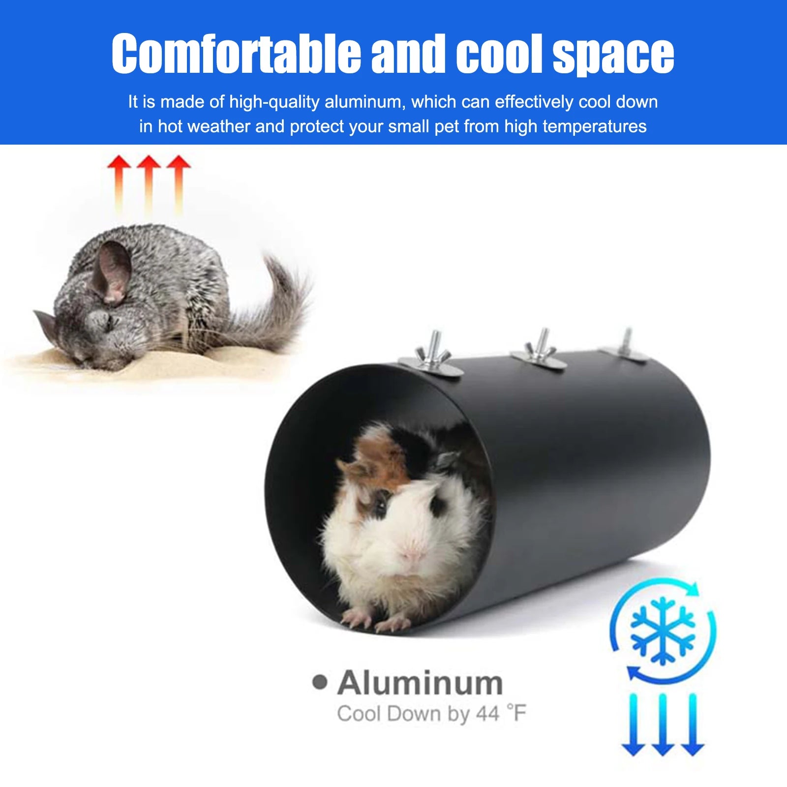 2 Piece Hanging Cooling Tunnel Toys Cage Accessories Exercising Training Tubes Metal Tube Toys for Guinea Pig Hamster Chinchilla