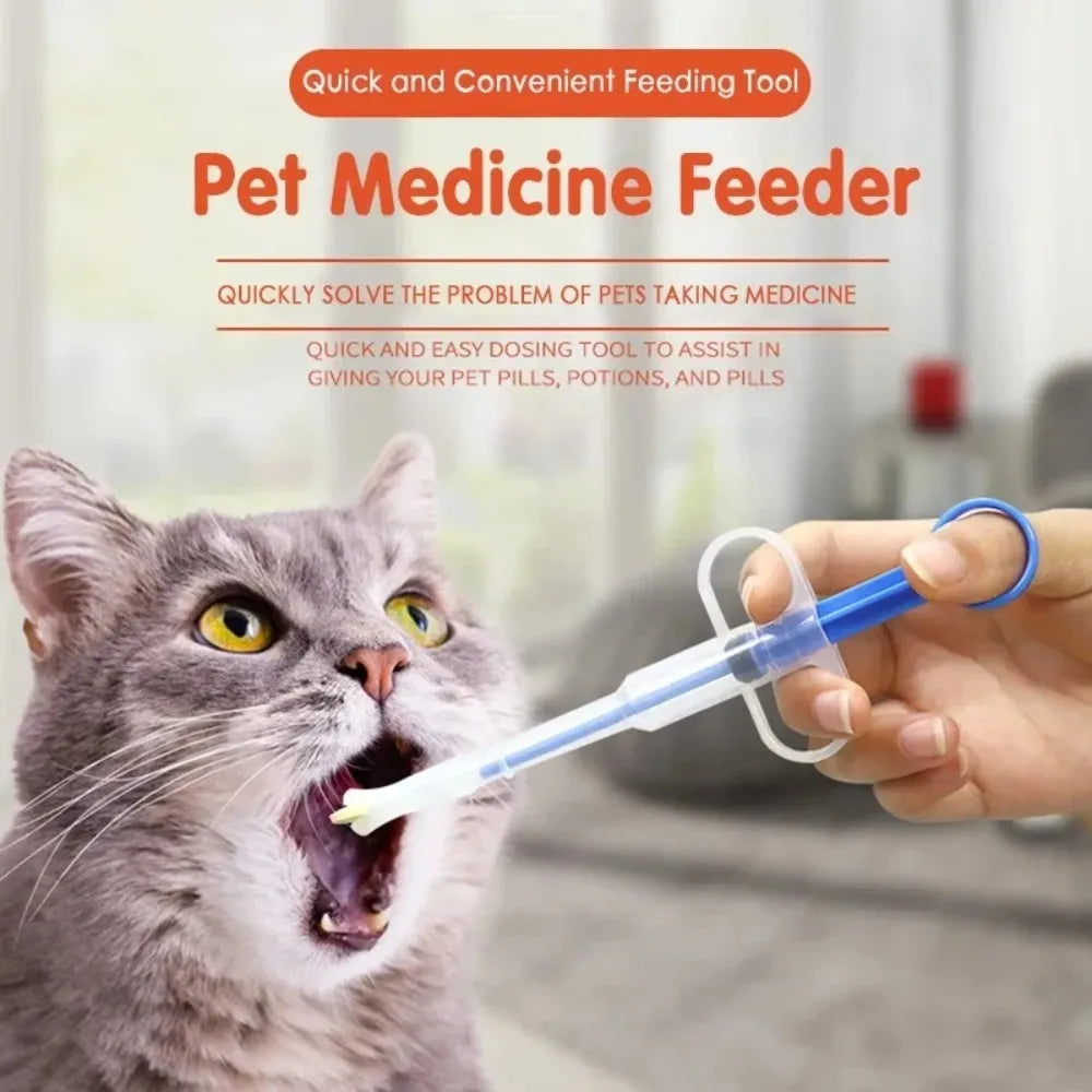 Press style Pet Medicine Feeder Syringe Pill Dispenser Easy to Use Deworming Tool for Dogs Cats Daily Pet Health Care Supplies