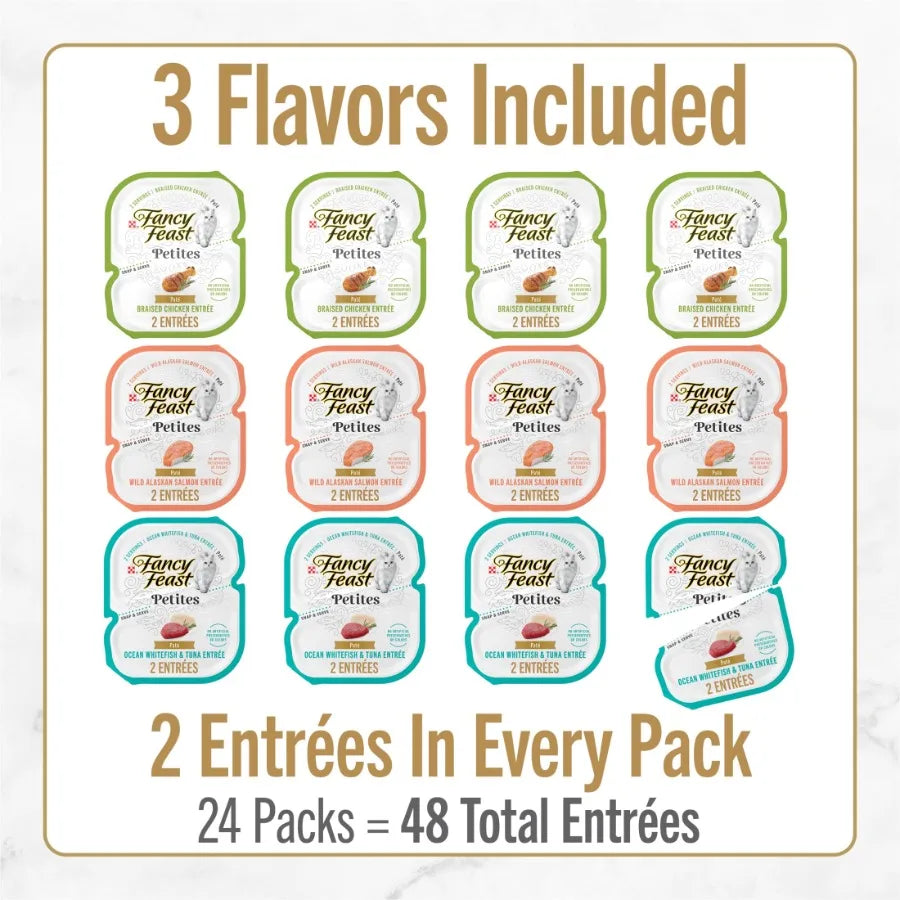 Purina Petites Kitten Food, Wet Cat Food, Pate Collection, 48 Entrees, 1.4 oz Tubs 24 Pack