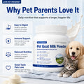 Pet Goat Milk Powder for Dogs & Cats, 310g Nutritional Supplement with Lactoferrin, Probiotics & Vitamins, Easy to Digest Goat Milk Powder for Puppies, Kittens, Senior Pets & Sensitive Stomachs