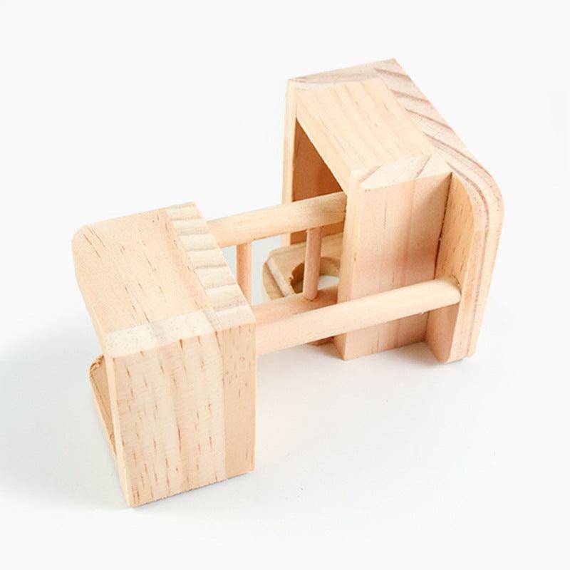 Wooden Hamster Lookout Tower - Small Pet Toy Stairs And Nest House Cage Villa Building Ladder