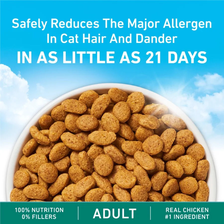 LiveClear Allergen-Reducing Dry Cat Food with Real Chicken First Ingredient, Ideal for Sensitive Cats, Light Brown, Supports He