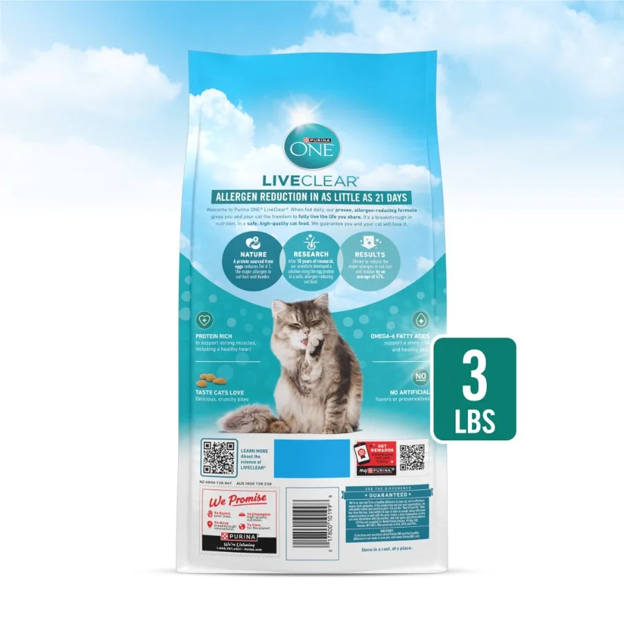 LiveClear Allergen-Reducing Dry Cat Food with Real Chicken First Ingredient, Ideal for Sensitive Cats, Light Brown, Supports He