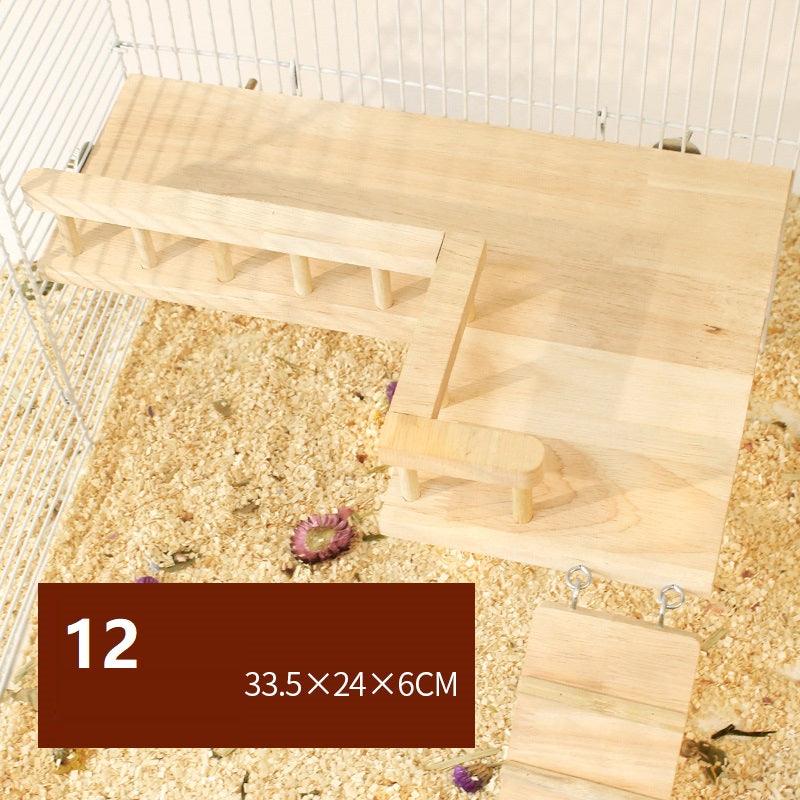 Natural Wood Hamster Playground Swing Fence Toy