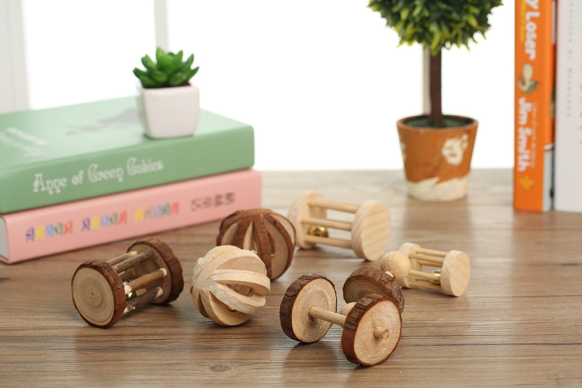 Wooden Pet Toy Combo: Hamster Bunny Parrot Cat Dog Molar Fun!