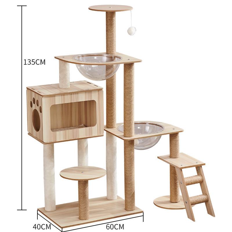 Space Capsule Cat Crawl Nest With Scratching Board - Wooden Pet Toy And Supplies