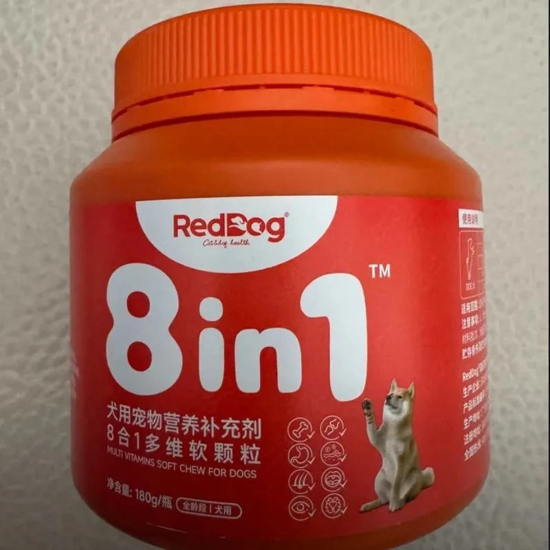 Pet 8-in-1 RedDog Comprehensive Nutrition Vitamin Supplement For Cats and Dogs, Joint Skin Coat And Hair Health 180g