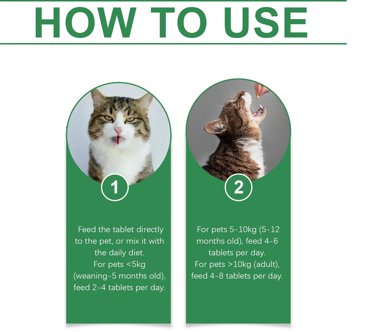 Pet cat multivitamin tablets, cat vitamin and trace element nutritional supplements