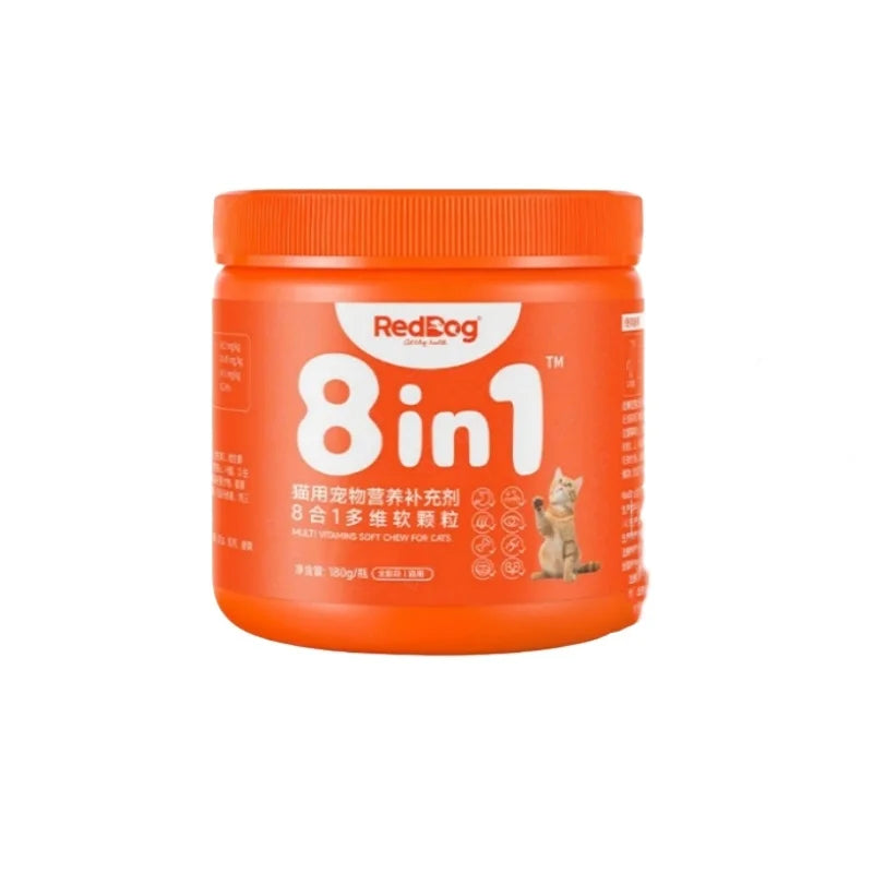 Pet 8-in-1 RedDog Comprehensive Nutrition Vitamin Supplement For Cats and Dogs, Joint Skin Coat And Hair Health 180g