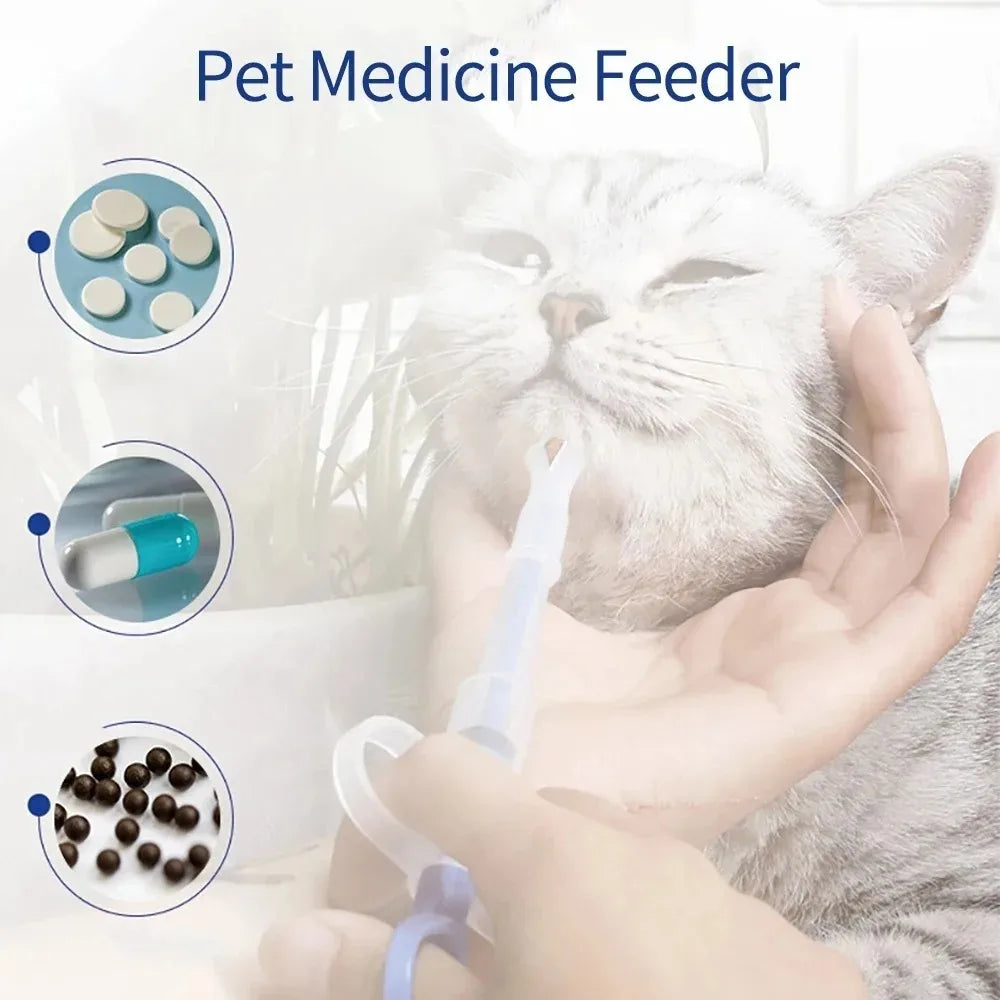 Press style Pet Medicine Feeder Syringe Pill Dispenser Easy to Use Deworming Tool for Dogs Cats Daily Pet Health Care Supplies