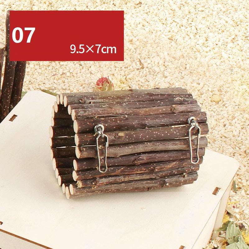 Natural Wood Hamster Playground Swing Fence Toy