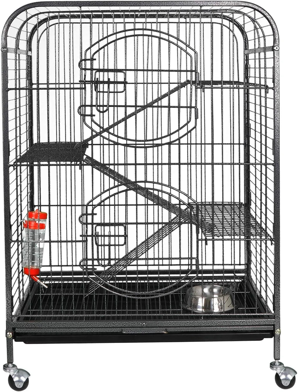 37-Inch Ferret Guinea Pigs Chinchilla Cage Indoor Habitats Animal Hutch with Rolling Stand, Shelves, Ramps and Tray