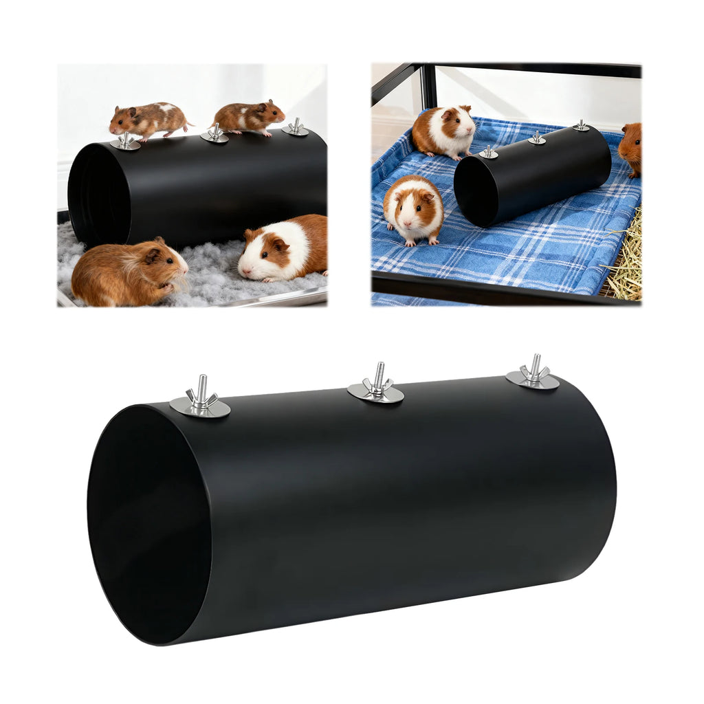 2 Piece Hanging Cooling Tunnel Toys Cage Accessories Exercising Training Tubes Metal Tube Toys for Guinea Pig Hamster Chinchilla