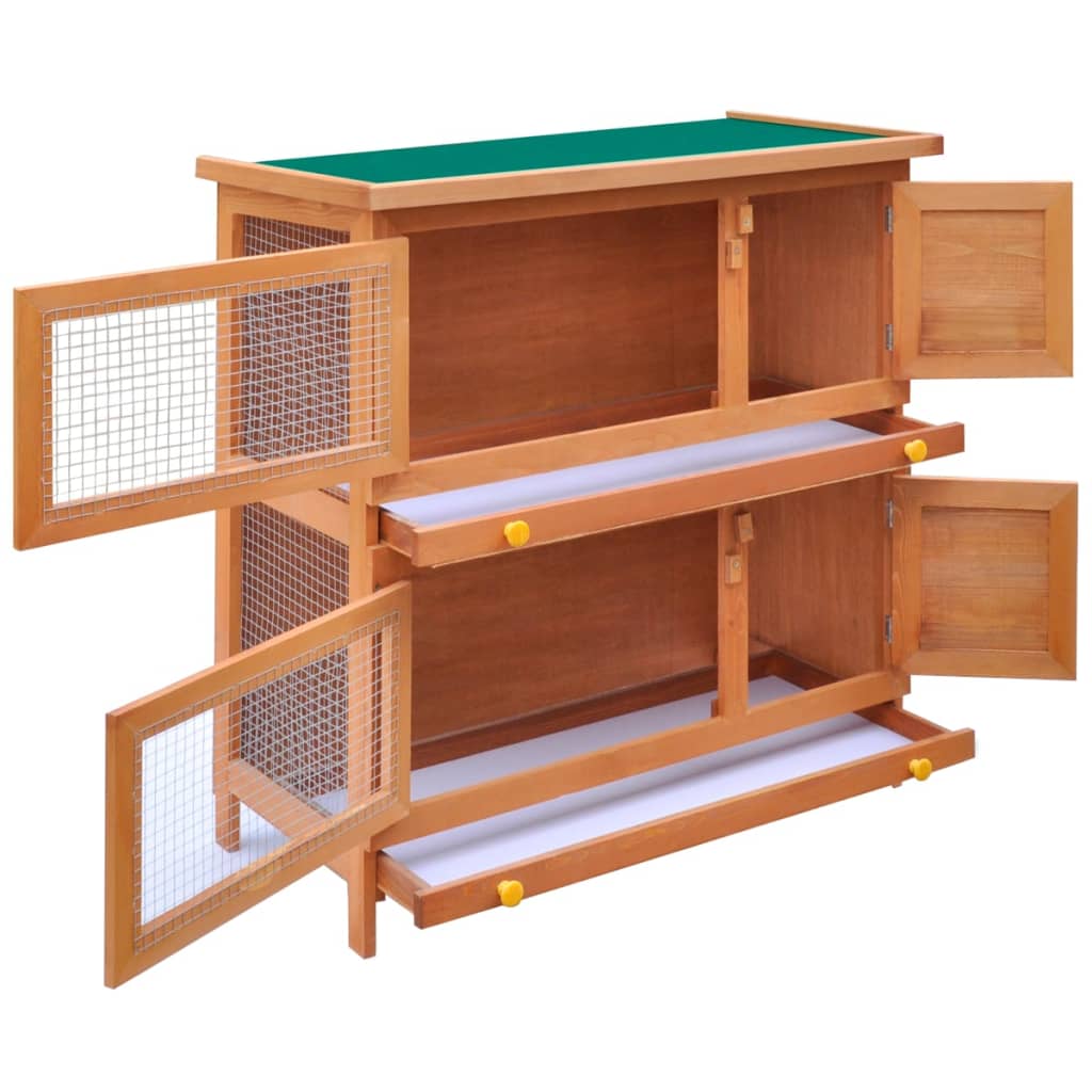 NNEVL Outdoor Rabbit Hutch Small Animal House Pet Cage 4 Doors Wood