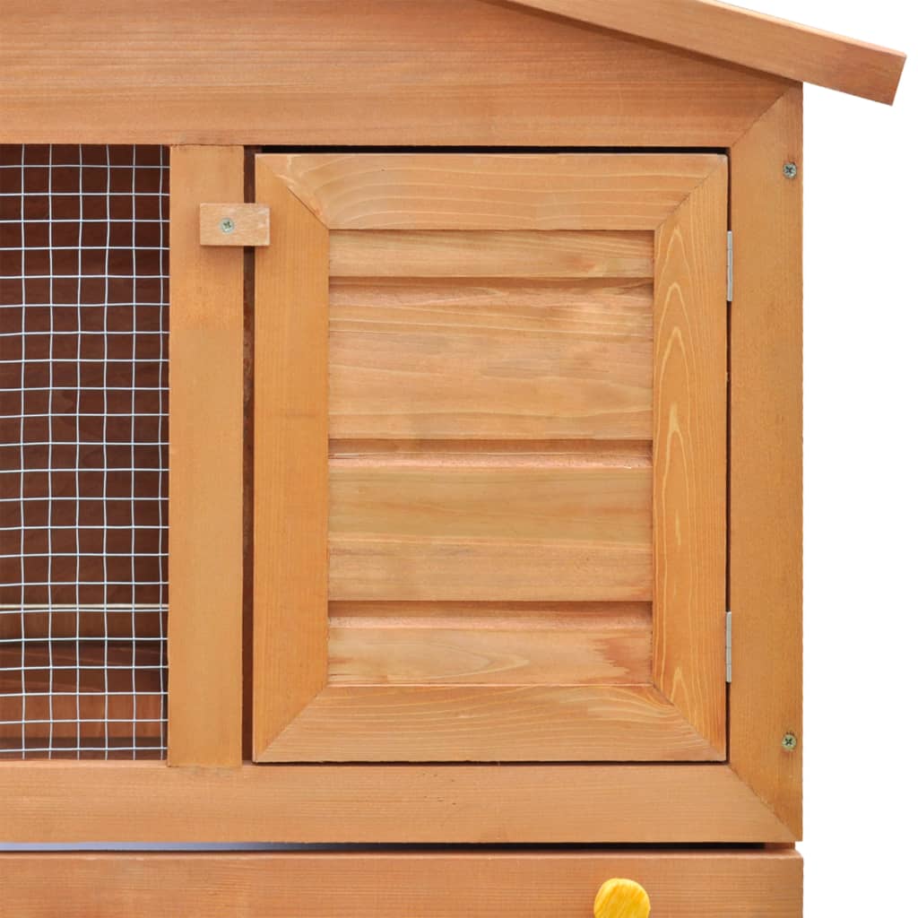NNEVL Outdoor Rabbit Hutch Small Animal House Pet Cage 3 Doors Wood