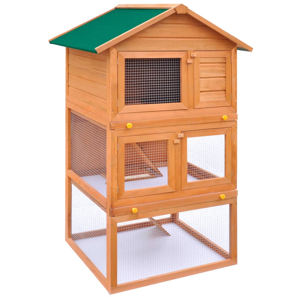 NNEVL Outdoor Rabbit Hutch Small Animal House Pet Cage 3 Layers Wood
