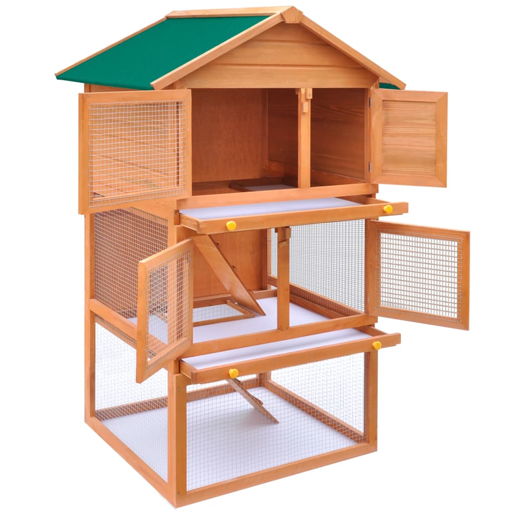 NNEVL Outdoor Rabbit Hutch Small Animal House Pet Cage 3 Layers Wood