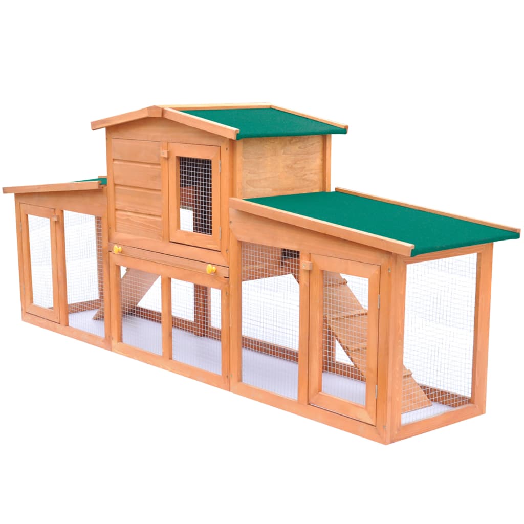 NNEVL Large Rabbit Hutch Small Animal House Pet Cage with Roofs Wood