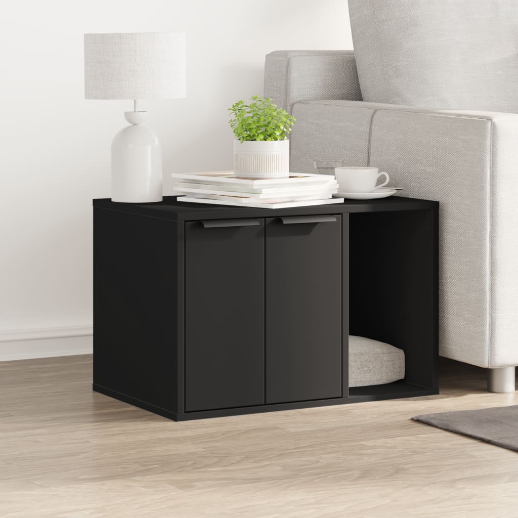 NNEVL Cat Litter Box Enclosure Black 60x40x40 cm Engineered Wood