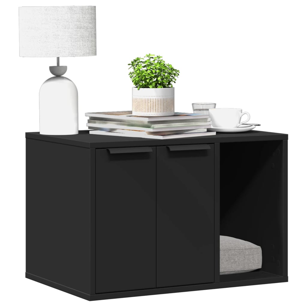 NNEVL Cat Litter Box Enclosure Black 60x40x40 cm Engineered Wood