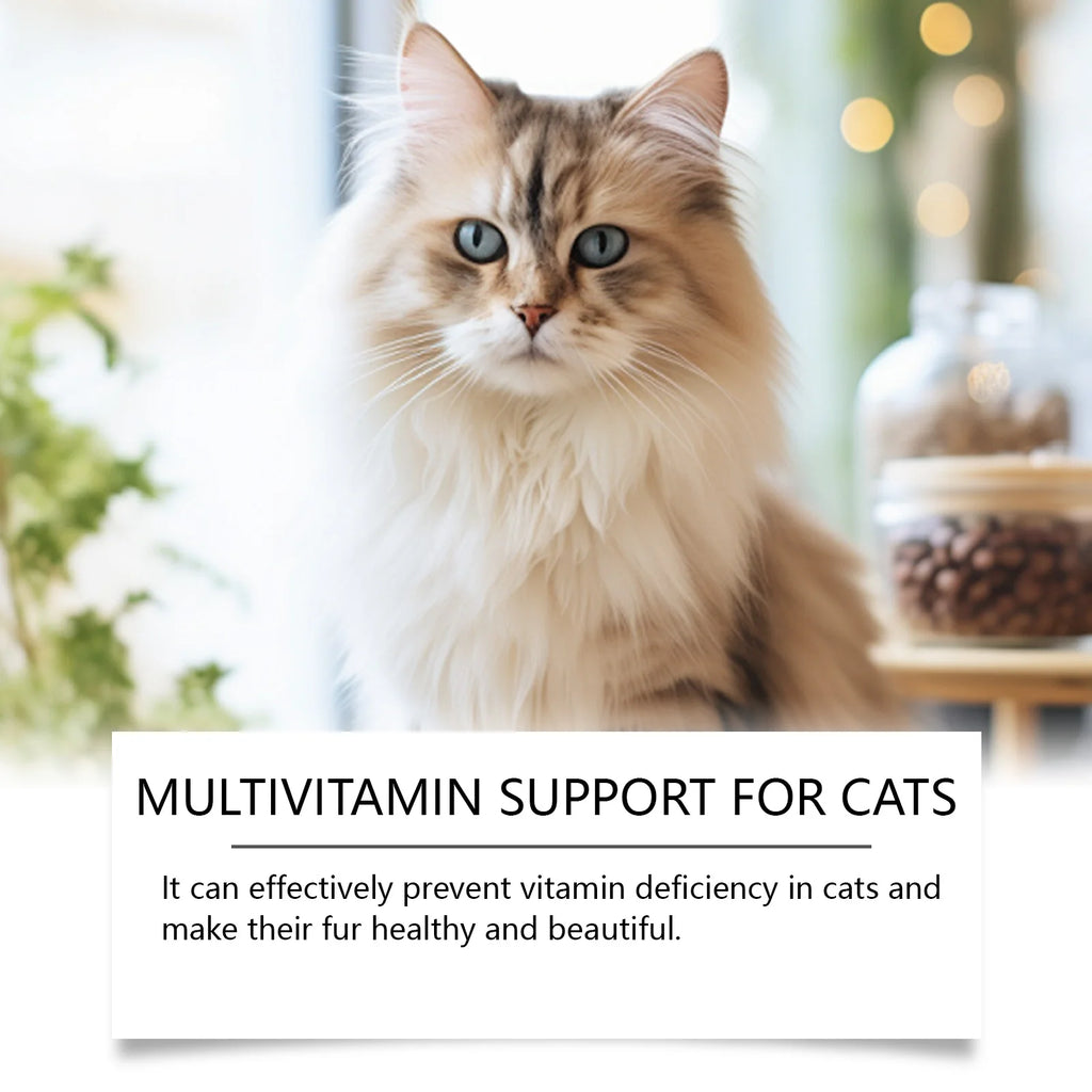 Pet cat multivitamin tablets, cat vitamin and trace element nutritional supplements