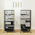 45" Small Animal Cage, 4-Tier Rolling Ferret Chinchilla Cage, Gray
