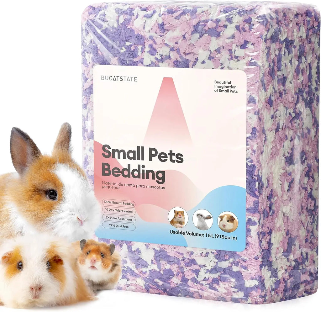 Hamster Bedding 15L, 99% Dust-Free Guinea Pig Paper Bedding Odor Control Paper Bedding, Cozy Small Animal Bedding for Rabbit Rat Syrian Dwarf Hamsters Gerbils (Lavender)