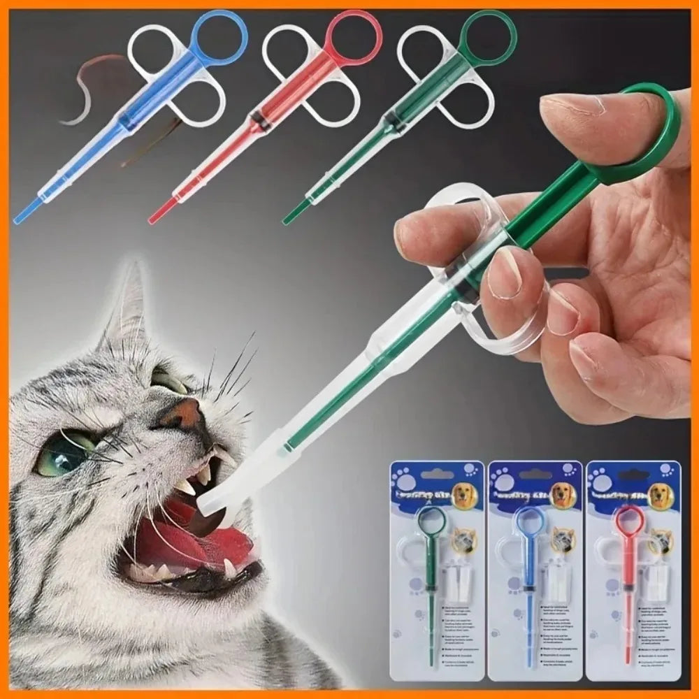 Press style Pet Medicine Feeder Syringe Pill Dispenser Easy to Use Deworming Tool for Dogs Cats Daily Pet Health Care Supplies