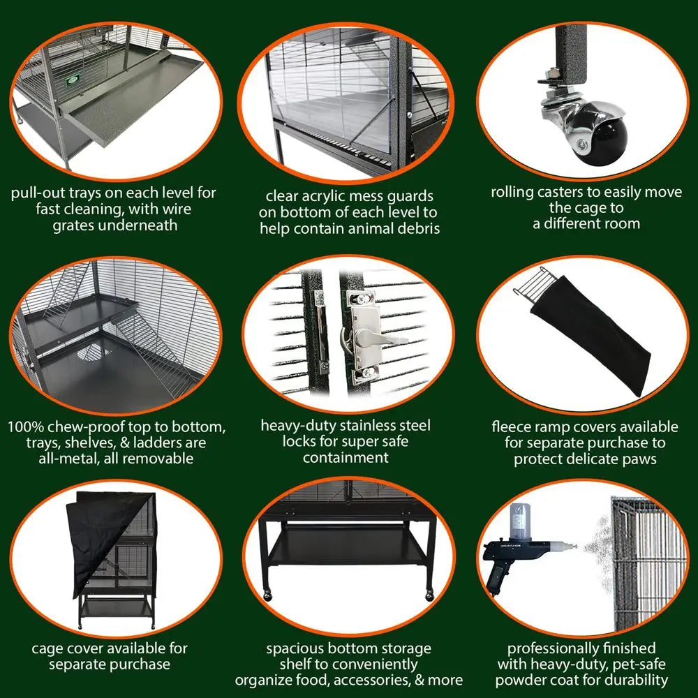 AllMetal Mansion Cage for Chinchillas, Rats, Ferrets, Degus 2Level