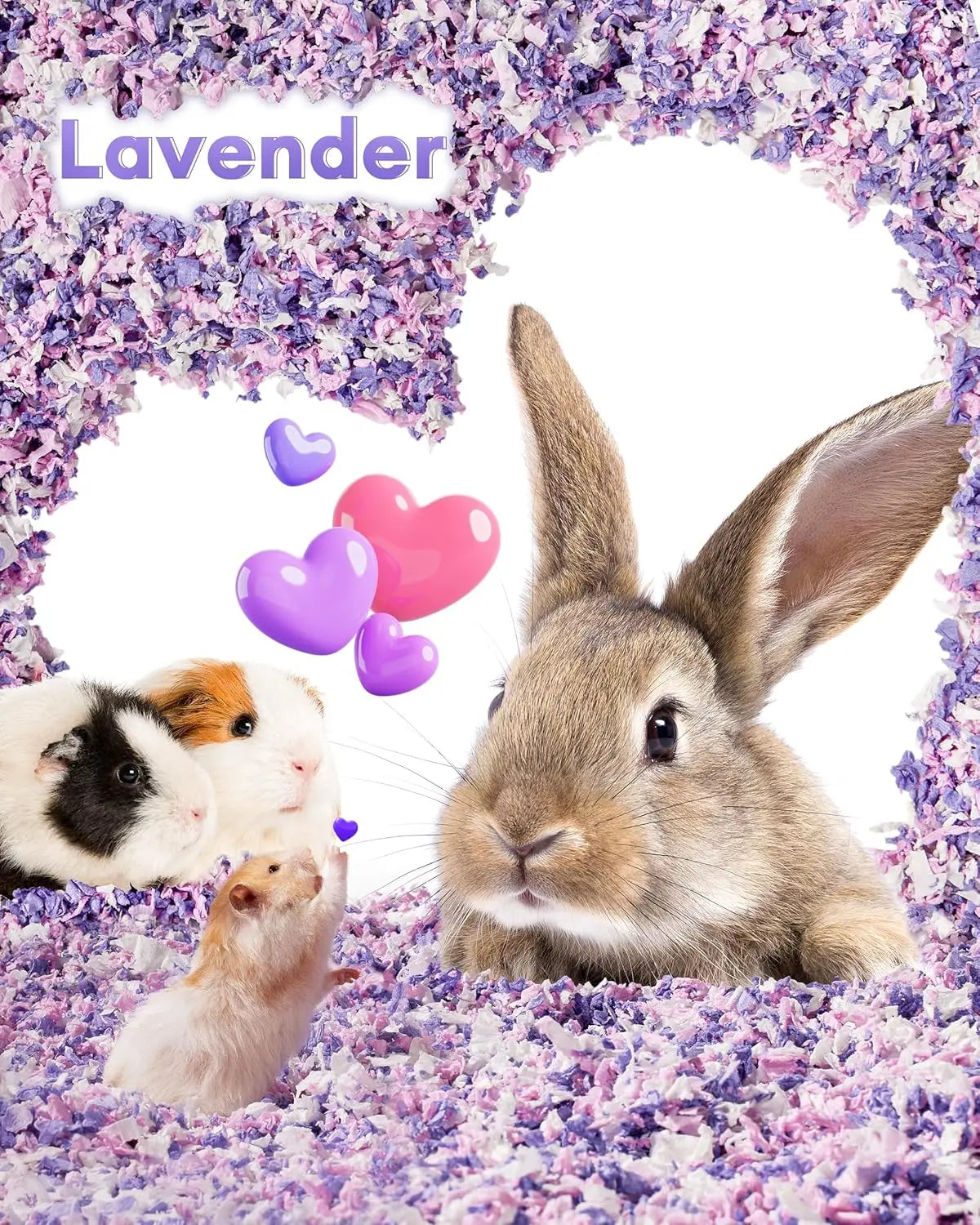 Hamster Bedding 15L, 99% Dust-Free Guinea Pig Paper Bedding Odor Control Paper Bedding, Cozy Small Animal Bedding for Rabbit Rat Syrian Dwarf Hamsters Gerbils (Lavender)
