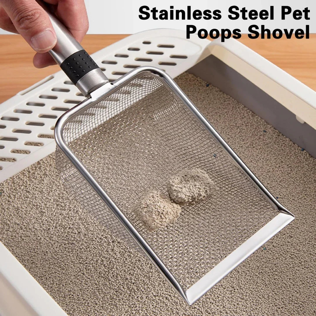 Ergonomic Stainless Steel Cat Litter Scoop