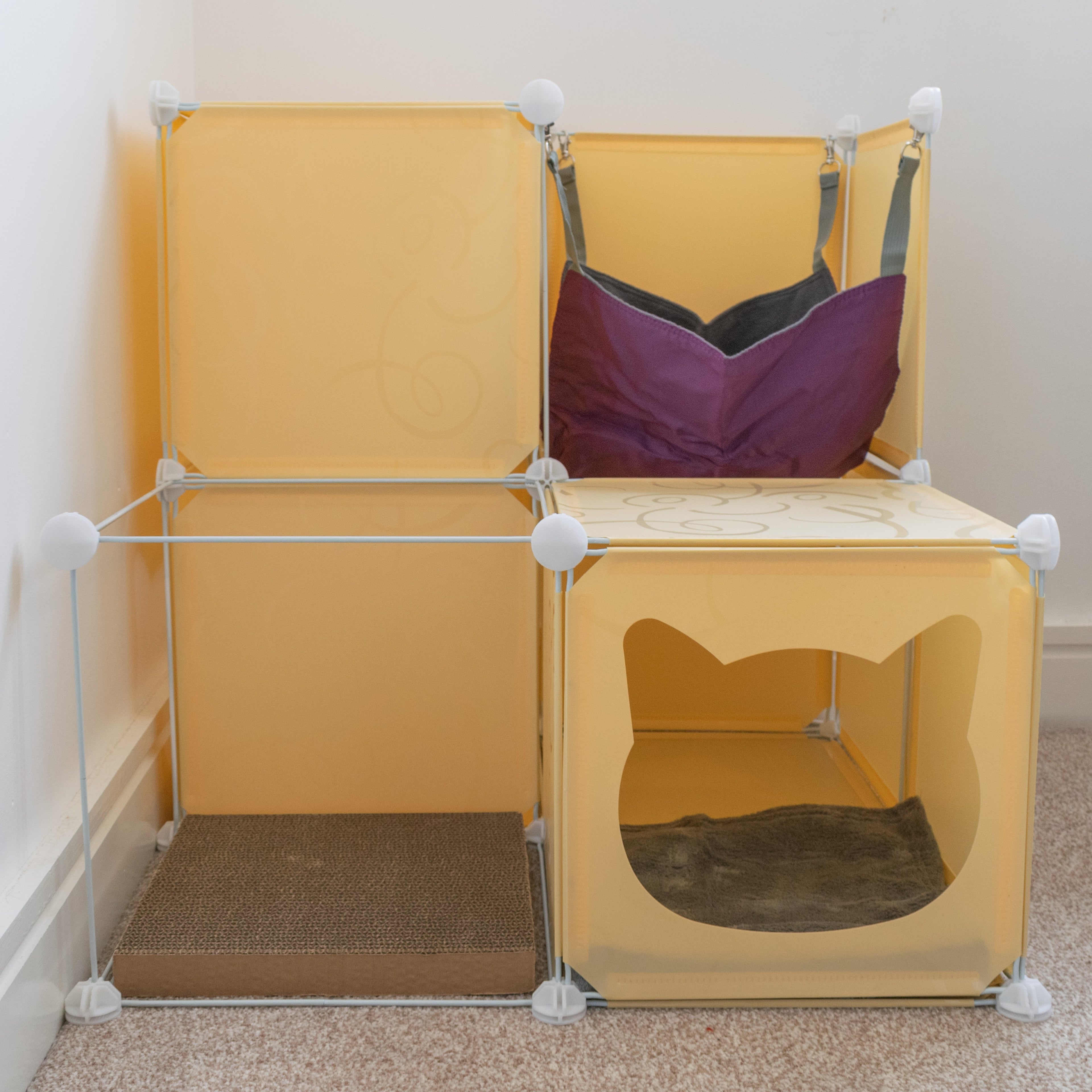 Cream Kitty Cubby Cat Cube Buildable Play Tower, Medium