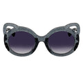 GLITTER CAT - Kids Small Round Glitter Cat Eye Gray Sunglasses Lavender