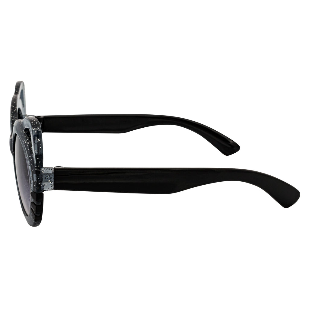 GLITTER CAT - Kids Small Round Glitter Cat Eye Gray Sunglasses Lavender