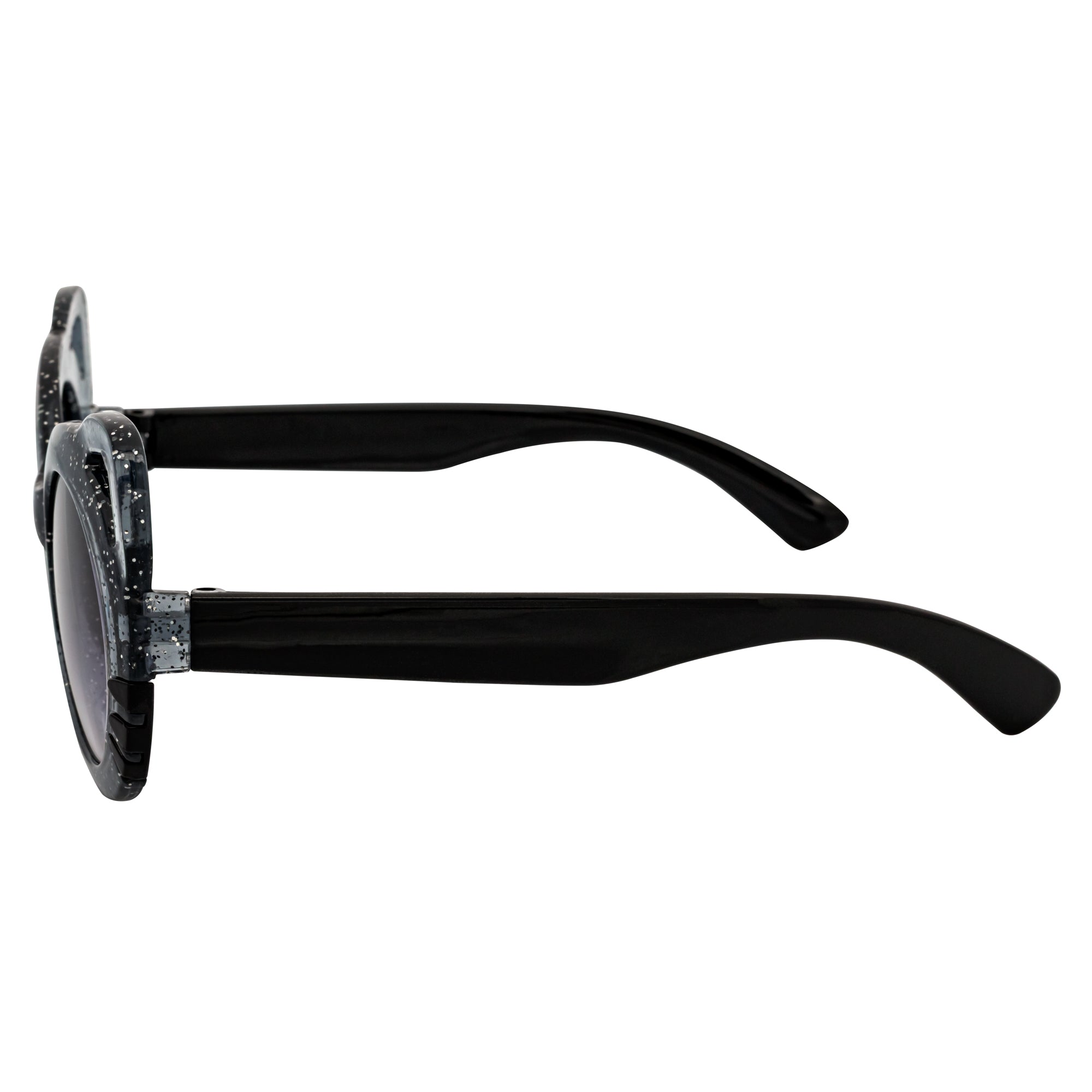 GLITTER CAT - Kids Small Round Glitter Cat Eye Gray Sunglasses Lavender