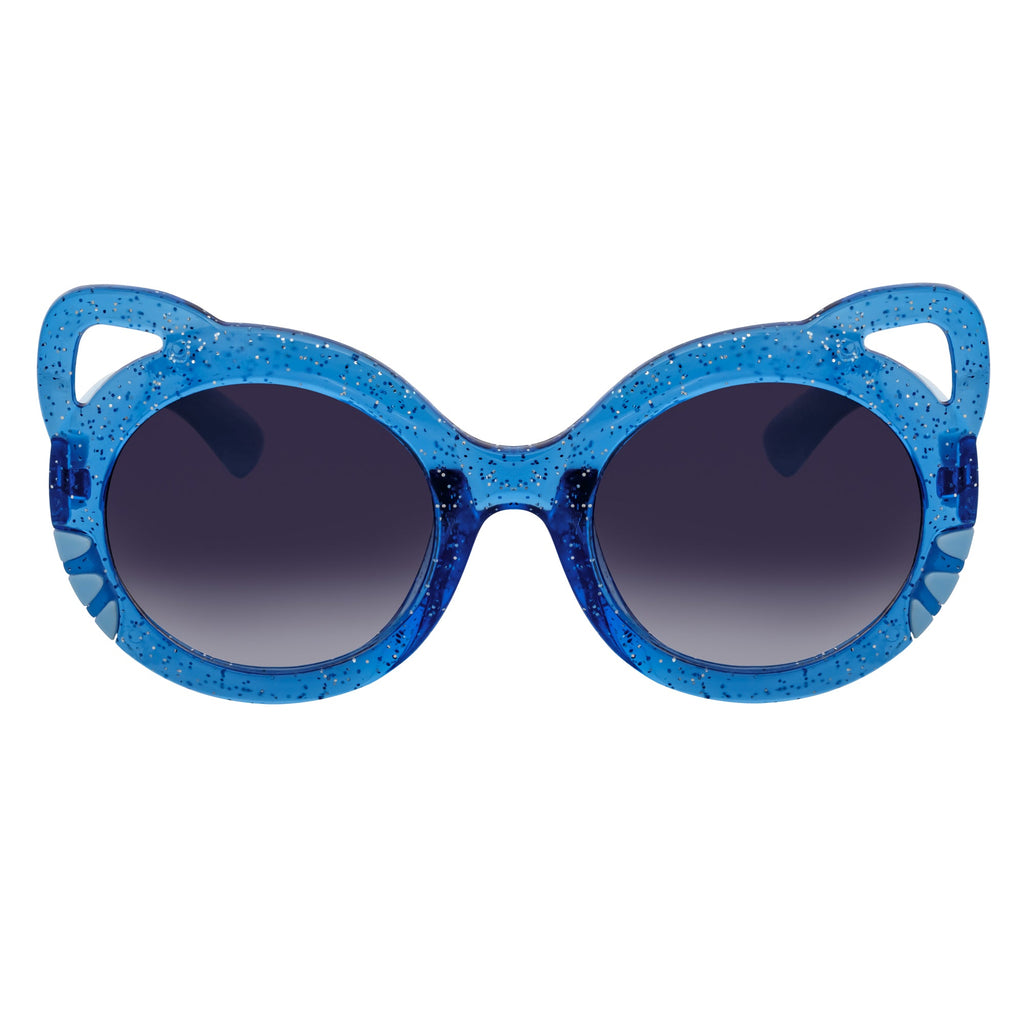 GLITTER CAT - Kids Small Round Glitter Cat Eye Sunglasses Blue Lavender