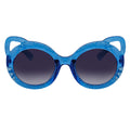 GLITTER CAT - Kids Small Round Glitter Cat Eye Sunglasses Blue Lavender