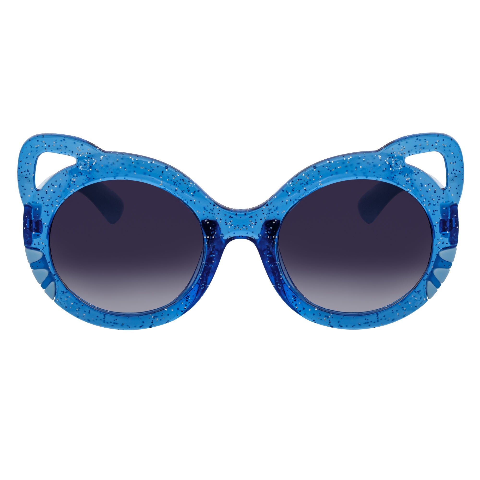 GLITTER CAT - Kids Small Round Glitter Cat Eye Sunglasses Blue Lavender