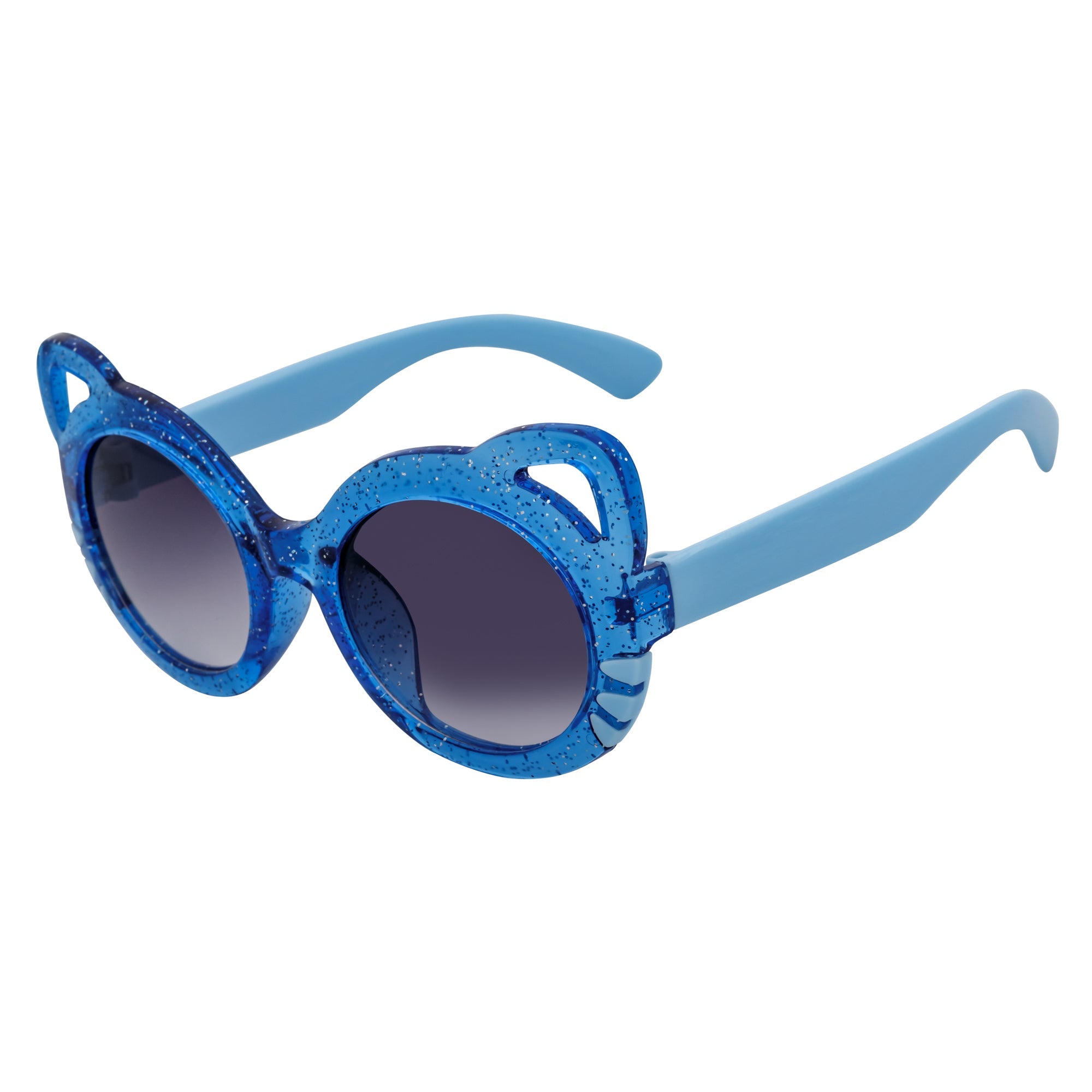 GLITTER CAT - Kids Small Round Glitter Cat Eye Sunglasses Blue Lavender