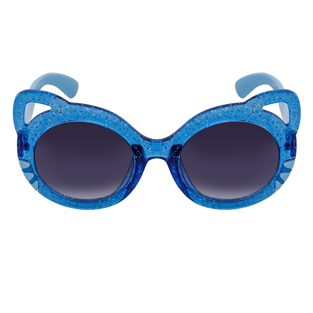 GLITTER CAT - Kids Small Round Glitter Cat Eye Sunglasses Blue Lavender