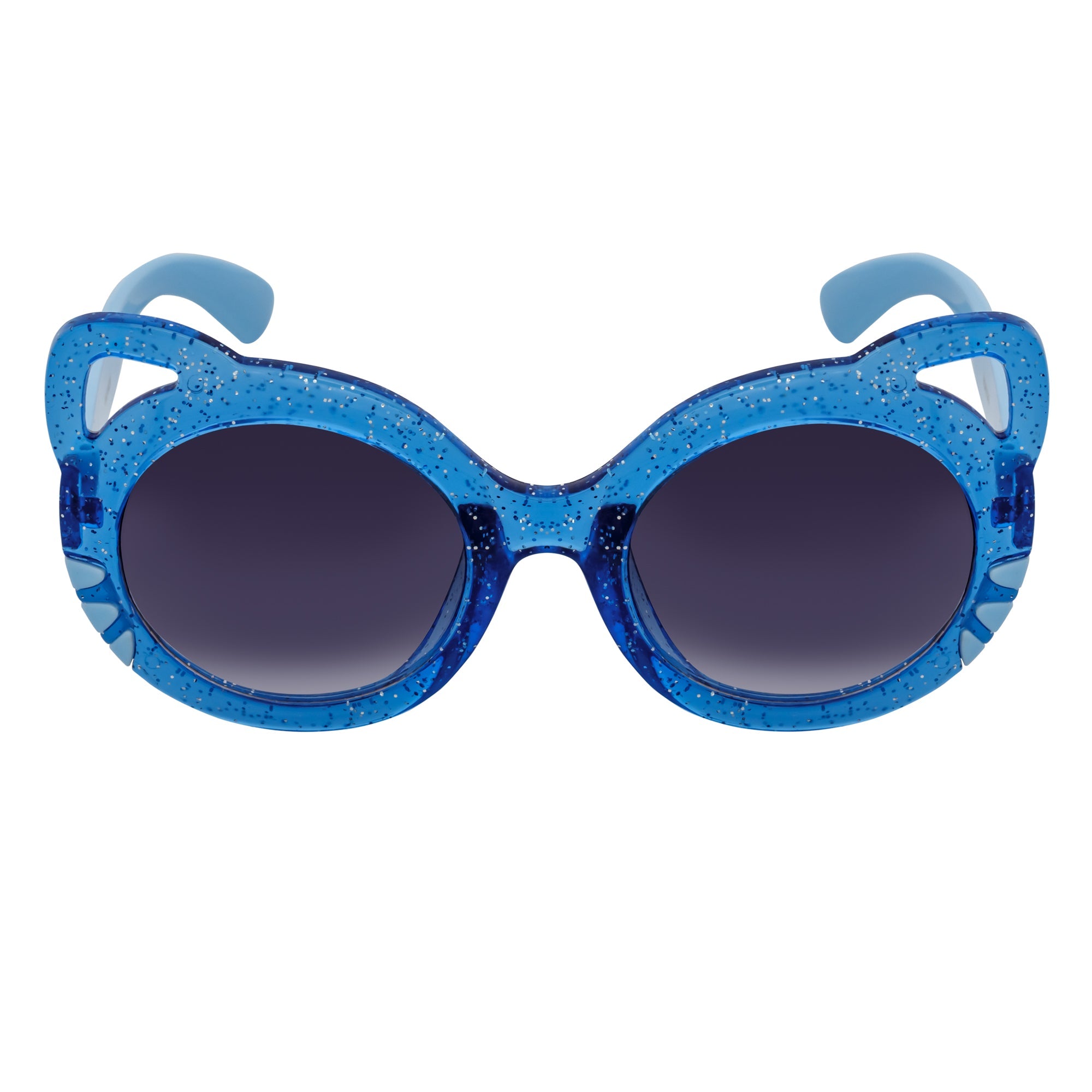 GLITTER CAT - Kids Small Round Glitter Cat Eye Sunglasses Blue Lavender
