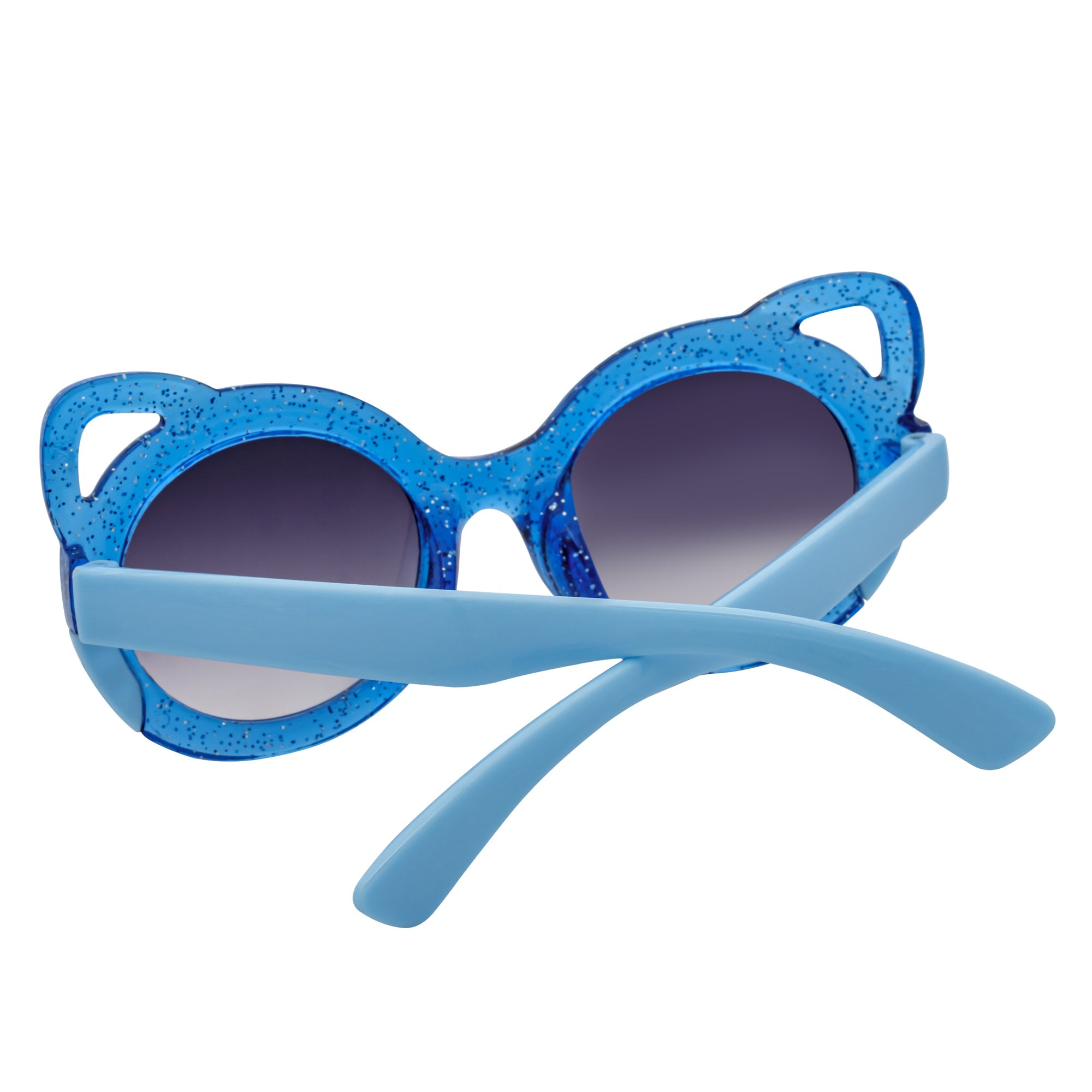 GLITTER CAT - Kids Small Round Glitter Cat Eye Sunglasses Blue Lavender