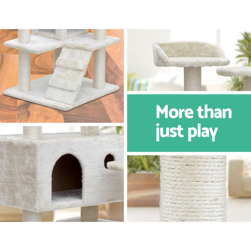 NNEDSZ Cat Tree 134cm Trees Scratching Post Scratcher Tower Condo House Furniture Wood Beige