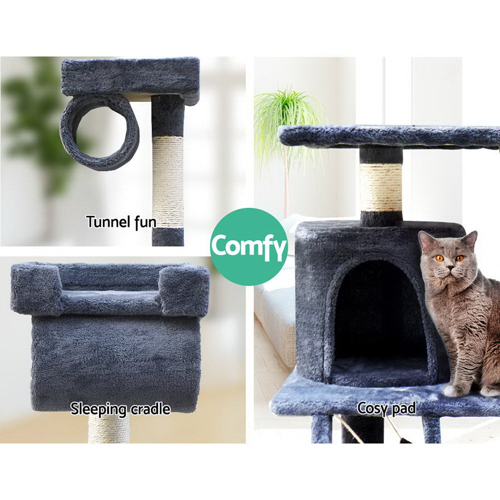 NNEDSZ Cat Tree 141cm Trees Scratching Post Scratcher Tower Condo House Furniture Wood